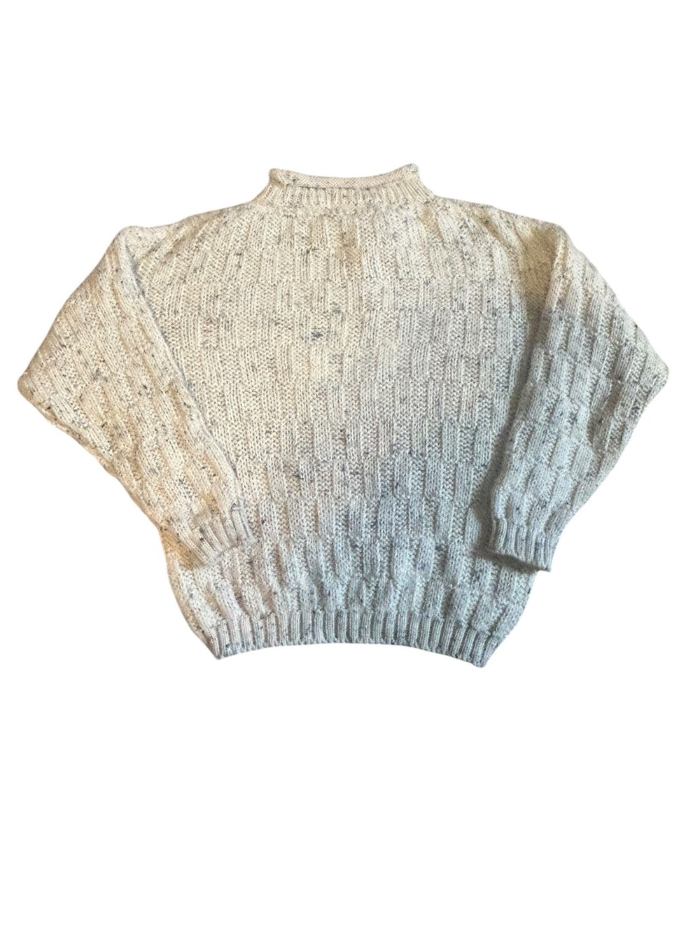 Vintage 90s Tivoli Aran Ireland Pure New Wool Farm Animal Cable Knit Sweater 5-7 - Picture 2 of 11